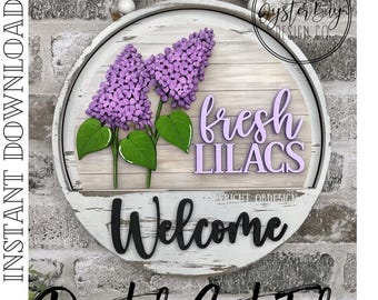 Inserto de letrero de lila fresca en formato SVG, inserto de colgador de puerta intercambiable de lila (archivo digital)