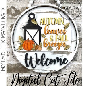 Add-On Insert for 10.50&quot; Interchangeable Door Hanger/Interior Sign, Fall Lantern, Autumn, Leaves and Fall Breezes ***Digital File only