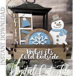 Complemento para carrinho intercambiável/guarda-prateleira de caixa - Inverno, está frio lá fora, arquivo de carrinho intercambiável apenas, Glowforge