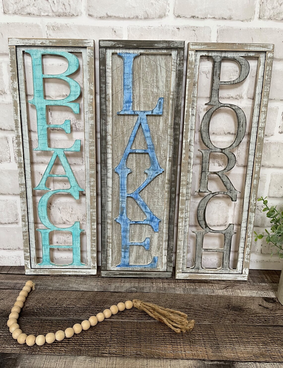 Beach Lake Porch Wall Hangings Rustic Wall Decor 3 Designs Etsy