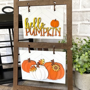 Insert for Ladder Farmhouse Interchangeable Sign, Hello Pumpkin Sign, Pumpkin Patch Hanging Sign Digital File Only, Glowforge