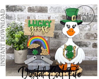 St. Patrick's Day Goose Shelf Sitter Insert SVG (Digital File)