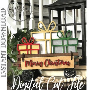 Complemento para carrinho/caixa intercambiável - Presentes de Natal, Carrinho/caixa intercambiável em pé, arquivo digital somente, Glowforge