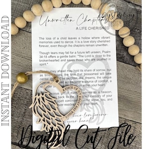 Unwritten Chapters - Child Loss Ornament, Loss of a Child Story Card, Car Charm, Memorial Story Ornaments***Digital File Only