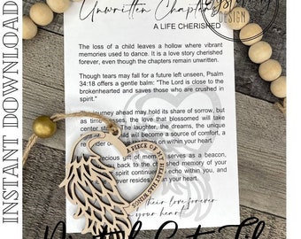 Unwritten Chapters - Child Loss Ornament, Loss of a Child Story Card, Car Charm, Memorial Story Ornaments***Digital File Only