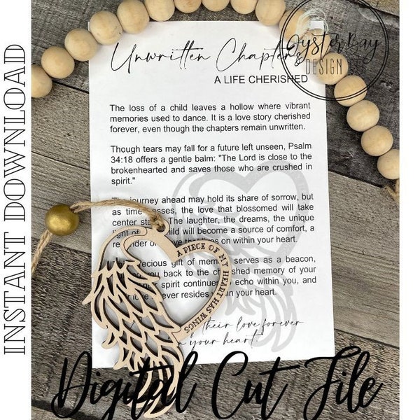 Unwritten Chapters - Child Loss Ornament, Loss of a Child Story Card, Car Charm, Memorial Story Ornaments***Digital File Only