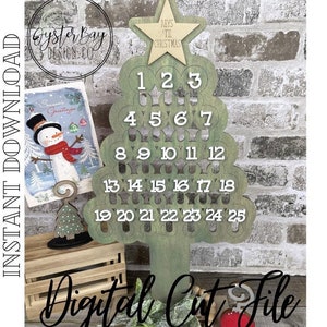 Candy Cane Christmas Tree Count Down Calendar, Advent Calendar, Rustic Christmas ***Digital File Only
