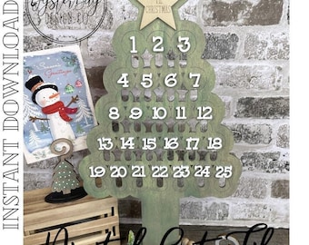 Candy Cane Christmas Tree Count Down Calendar, Advent Calendar, Rustic Christmas ***Digital File Only