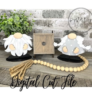 Standing Gnome Interchangeable Base File Shelf Sitters, Gnome Interchangeable SVG Base Only, Gnome Laser Cut Files **Digital File Only