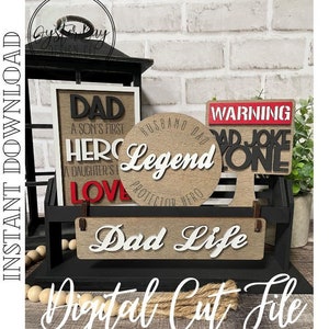 Toevoegen voor verwisselbare wagen/krat/plank met verhoogde plank, gelaagde lade voor vaderdag, Dad Life SVG wagen/krat/plank alleen digitaal bestand
