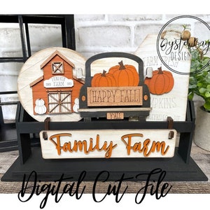 Red Truck Pumpkins Tiered Tray Insert SVG, Farmhouse Pumpkin Tiered Tray Insert SVG, Wagon Insert SVG **Digital File Only