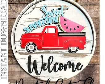 Add-On Insert for 10.50" Interchangeable Door Hanger/Interior Sign, Summertime, Sweet Summer, Red Truck SVG, Digital File only