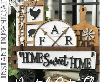 Add on for Interchangeable Wagon/Crate Shelf Sitter - Farmhouse, Standing Interchangeable Wagon/Crate Digital File Only, Glowforge