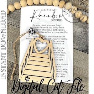 Tot ziens bij Rainbow Bridge Honden- en kattenornament, huisdierherdenkingsornament, regenboogbrug, autobedel, verhaalornamenten *** alleen digitaal bestand