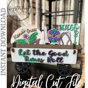 Add on for Interchangeable Wagon/Crate Shelf Sitter - Mardi Gras, Standing Interchangeable Wagon/Crate Digital File Only, Glowforge