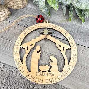 Adorno de la Natividad - Isaías 9-6 SVG, Adornos navideños, Adorno navideño religioso SVG ***Solo archivo digital