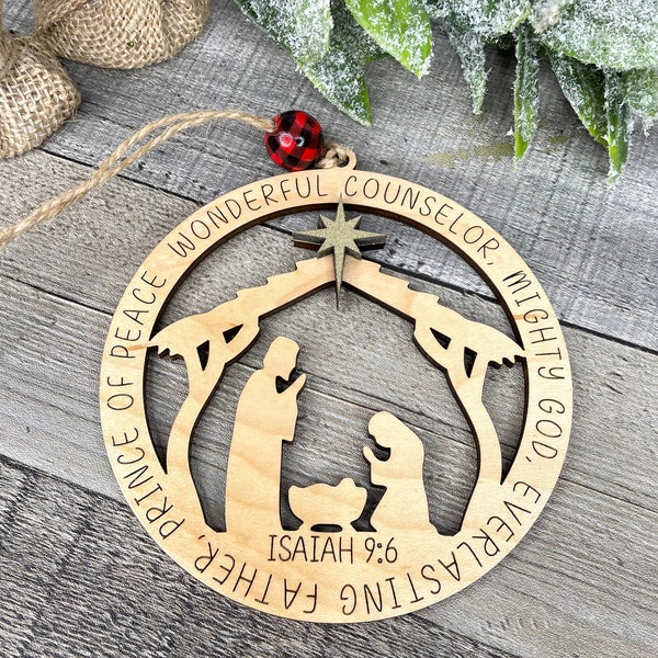 Nativity Ornament - Isaiah 9-6 SVG, Christmas Ornaments, Religious Christmas Ornament SVG ***Digital File Only