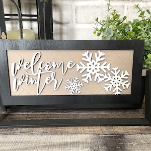 Add on for Farmhouse Interchangeable Sign Shelf Sitter, Welcome Winter, Snowflakes ADD ON ONLY Interchangeable Sign, Digital File Only