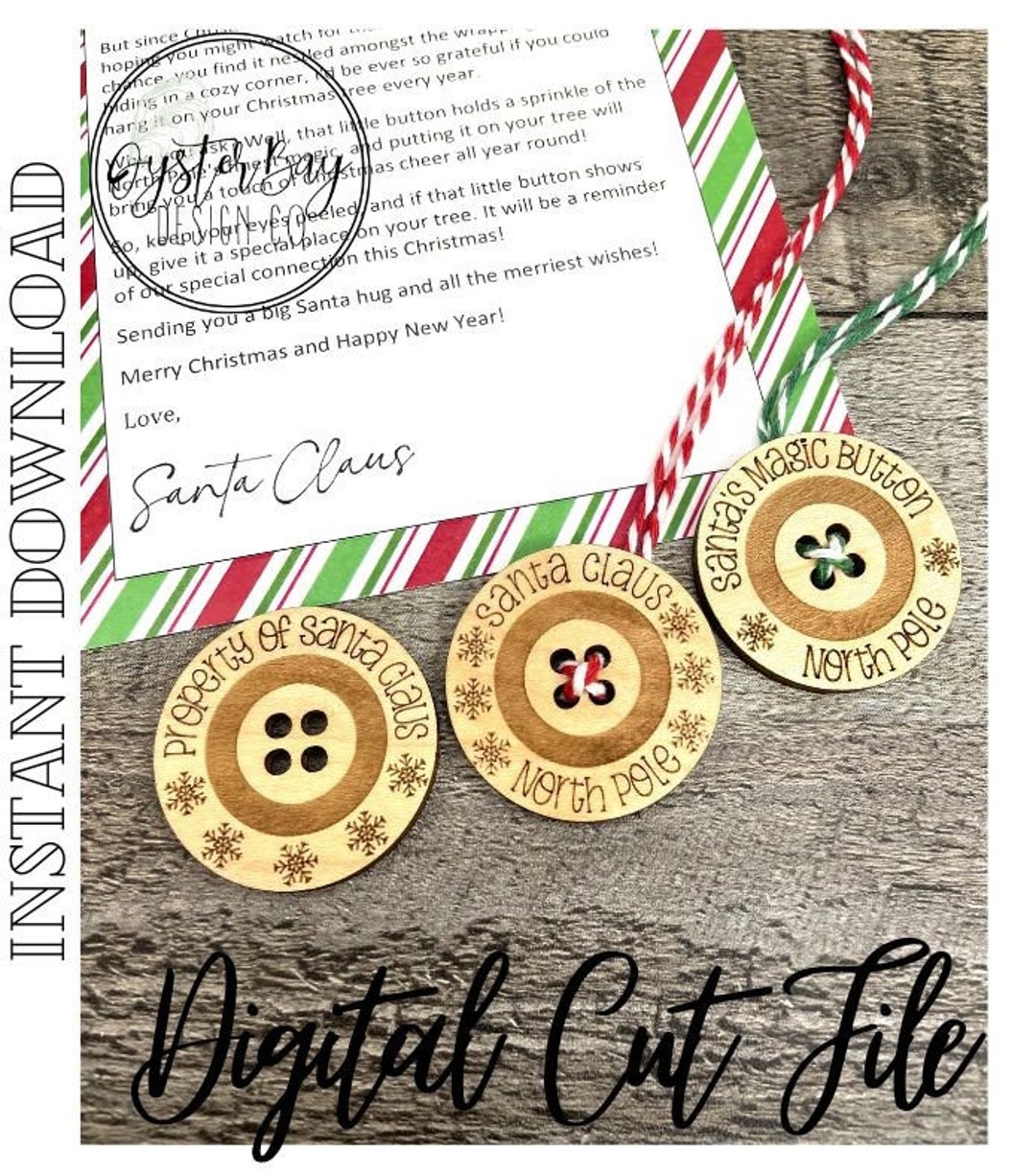 Santa's Magic Button Ornament, Santa's Lost Button Ornament, Christmas ...