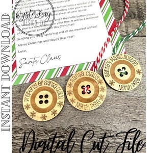 Enfeite de botão mágico do Papai Noel, enfeite de botão perdido do Papai Noel, enfeite de Natal, cartão de história de Natal, enfeites de história ***Somente arquivo digital