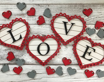 Valentines LOVE Banner Cut File, Shiplap Heart (Digital File)