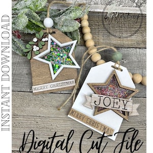 Tag Shaker Christmas Ornaments - 3 Designs Included, Shaker Ornaments, Shaker Gift Tags, Christmas Ornaments, ***Digital File Only