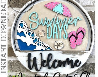 Add-On Insert for 10.50" Interchangeable Door Hanger/Interior Sign, Summer Day, Beach Sign, Flip Flops Beach Sign SVG **Digital File only***