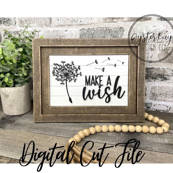 Insert for Chunky Farmhouse Frame Interchangeable Sign Base File, Make a Wish, Dandelion flower Add on Insert ONLY **Digital File Only