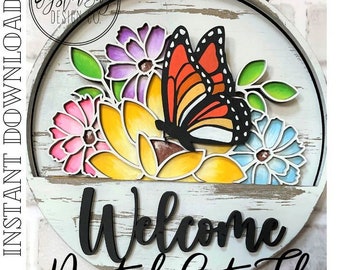 Add-On Insert for 10.50" Interchangeable Door Hanger/Interior Sign, Spring - Butterfly, Mother's Day, SVG, Digital File only