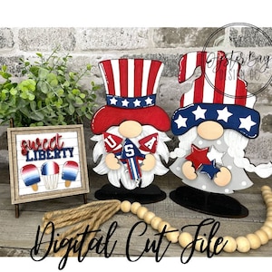 July 4th Insert File for Standing Gnome Interchangeable, 4th of July Gnome Interchangeable SVG Insert Only, Gnome Insert **Digital File Only
