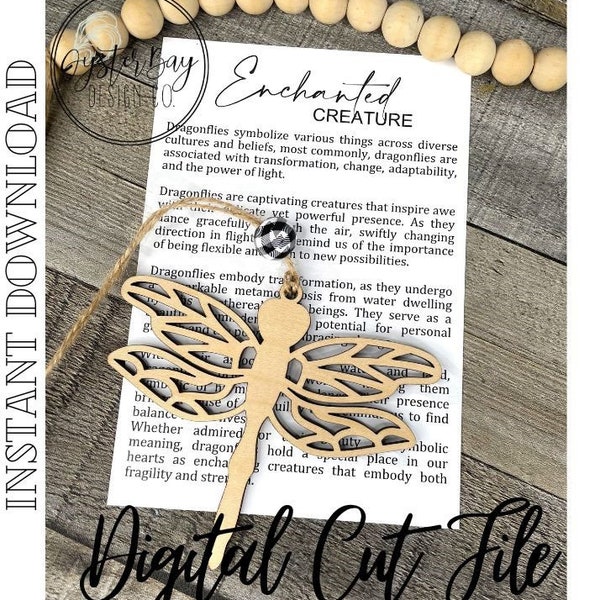 Enchanted Creature Dragonfly Ornament, Dragonfly SVG, Car Charm, Strength and Balance, Embracing Change, Story Ornaments **Digital File Only