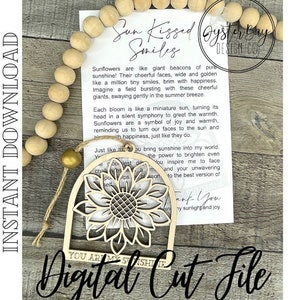 Sun Kissed Smiles - Sonnenblumenornament, Sonnenblumenornament, Sonnenblumenautoanhänger, Sonnenblumengeschenk, Story-Ornamente 100% Baumwolle, Nur digitale Datei