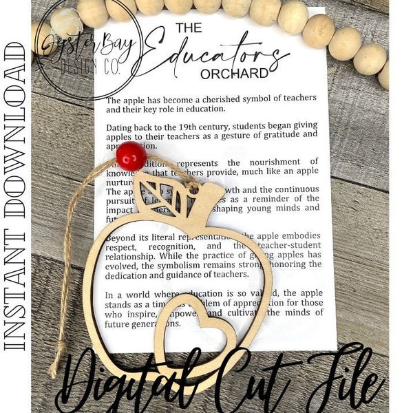 The Educators Orchard Apple Ornament, Teacher Ornament, Educator Gift, Car Charm, Teacher-Student Gift, Story Ornaments ***Digital File Only