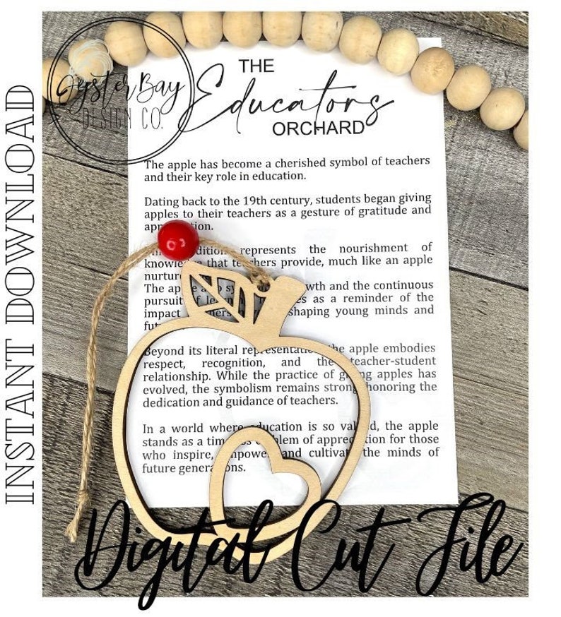 The Educators Orchard Apple Ornament, Teacher Ornament, Educator Gift, Car Charm, Teacher-Student Gift, Story Ornaments Digital File Only image 1