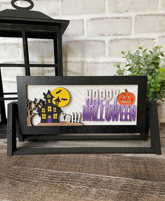 Halloween Haunted House Sign, Farmhouse Interchangeable Shelf Sitter Add On (Digital File Only)