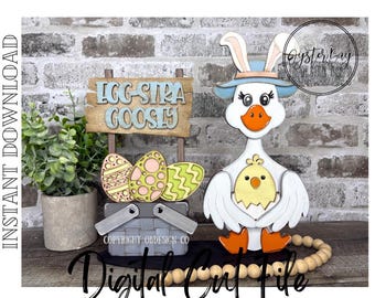 Easter Goose Shelf Sitter Insert SVG, Interchangeable Sign (Digital File Only)
