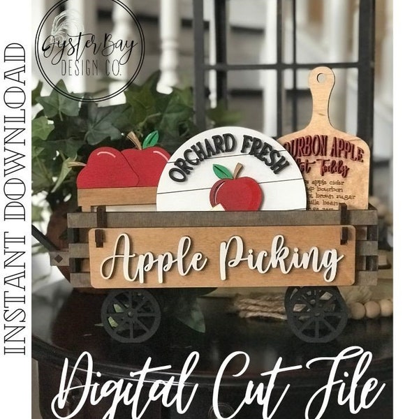 Add on for Interchangeable Wagon/Crate Shelf Sitter - Apples/Apple Picking, Interchangeable Wagon/Crate Digital File Only, Glowforge