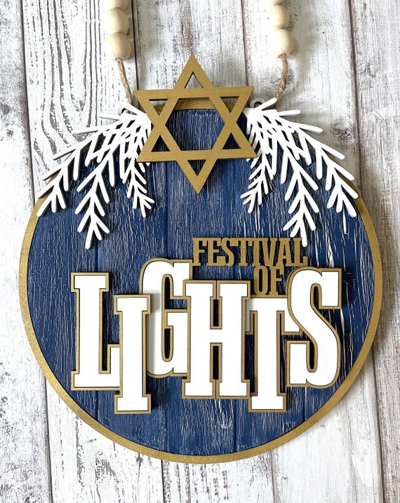 For Large Lasers 18 Hanukkah Door Hanger W/greens and Etsy