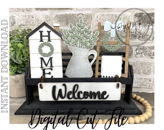 Home - Water Pitcher Tiered Tray Insert SVG, Everyday Tiered Tray Insert SVG, Wagon Insert SVG **Digital File Only