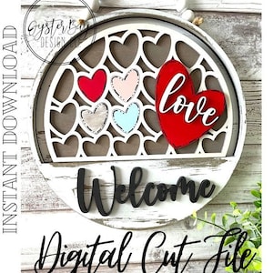 Add-On Insert for 10.50&quot; Interchangeable Door Hanger/Interior Sign, Love Sign SVG, Valentine&#39;s Day Insert, Hearts Sign **DIGITAL File Only