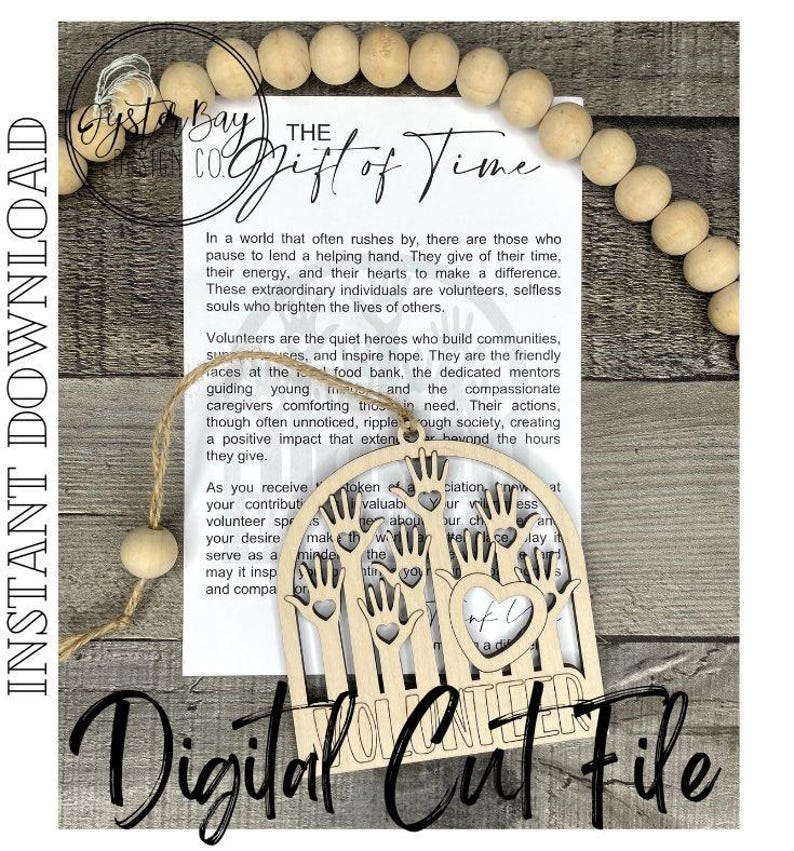 The Gift of Time Volunteer Ornament, Volunteer Story Card Ornament, Volunteer Gift, Helpers Story Ornaments **Digital File Only image 2