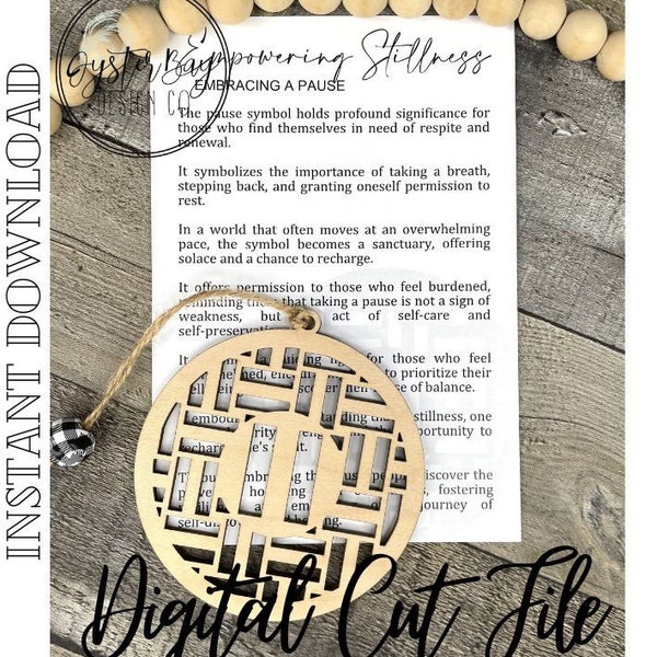 Empowering Stillness Pause Ornament, Pause Symbol SVG, Car Charm, Strength and Balance, Take a Pause, Story Ornaments **Digital File Only