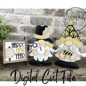 New Year&#39;s Eve Insert File for Standing Gnome Interchangeable, New Year&#39;s Interchangeable SVG Insert Only, Gnome Insert **Digital File Only