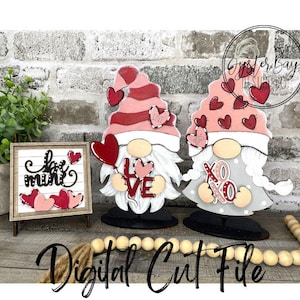 Valentine&#39;s Insert File for Standing Gnome Interchangeable, Valentine Gnome Interchangeable SVG Insert Only, Gnome Insert *Digital File Only