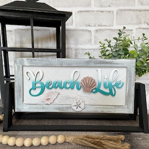Add on for Farmhouse Interchangeable Sign Shelf Sitter, Beach Life, Beach Sign ADD ON ONLY Interchangeable Sign Digital File Only, Glowforge