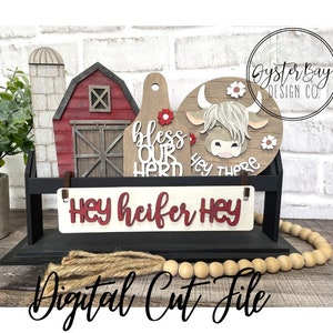 Add on for Interchangeable Wagon/Crate/Raised Shelf Sitter - Highlands Cow Tiered Tray, Hey Heifer Hey Wagon/Crate ***Digital File Only