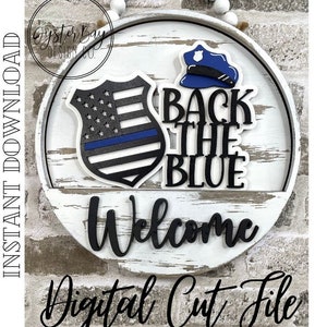 Add-On-Einsatz für 10,50 &quot;Wechseltürschild/Innenschild, Polizei, Back the Blue, Polizeischild SVG Nur digitale Datei
