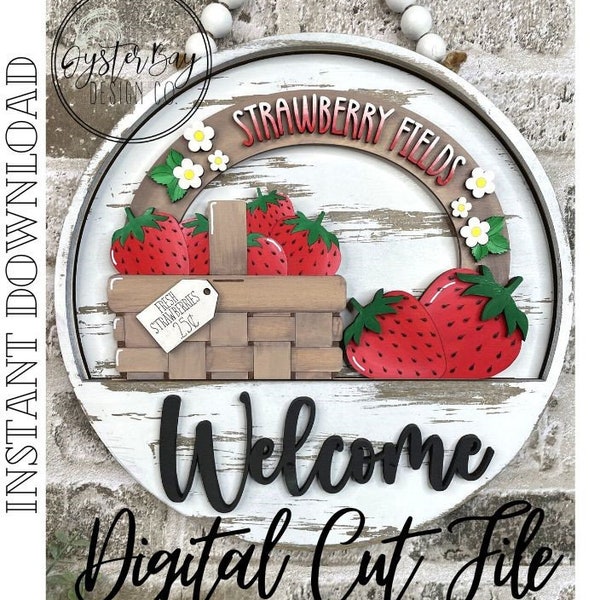 Add-On Insert for 10.50" Interchangeable Door Hanger/Interior Sign, Strawberry Fields, Strawberry Insert, Strawberry Sign**Digital File only