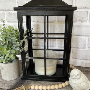 Window Pane Farmhouse Lantern, Rustic Farmhouse Lantern, Faux Candle holder, Fairy Light Lantern, Farmhouse Centerpiece,  Digital File Only