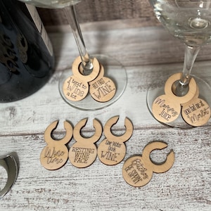 Wine Charms,  8 Saying Included, Wine Accessories, Laser Cut Wine Charms  ***Digital File Only